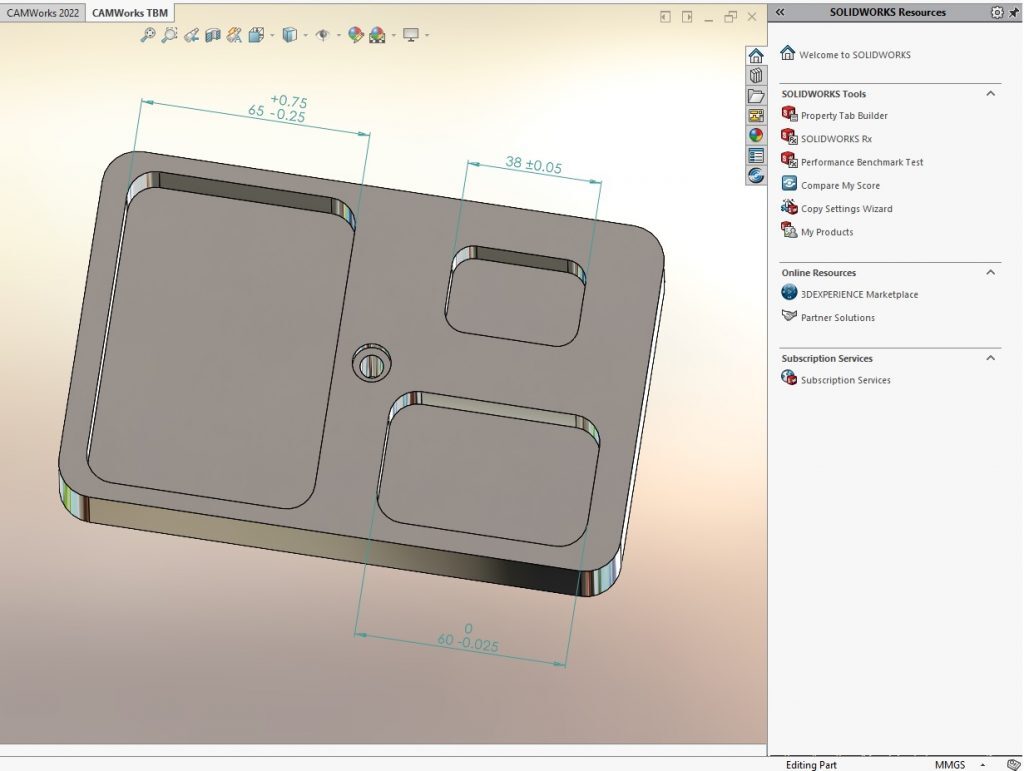KTU ir VTDK SOLIDWORKS CAM CAMWorks CAM darbas su matmenų tolerancija