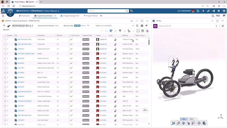 SOLIDWORKS screen showing personalized BOM view SOLIDWORKS screen showing personalized BOM view